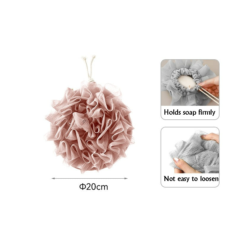 2-in-1 Body Scrubber, Shower Pouf with Soap Pocket, Mesh Shower Pouf Balls, Daily Shower, Travel Spa Use, Bath Accessory