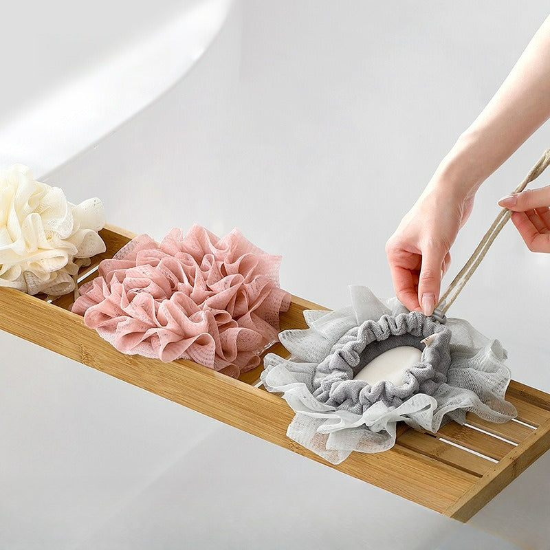 2-in-1 Body Scrubber, Shower Pouf with Soap Pocket, Mesh Shower Pouf Balls, Daily Shower, Travel Spa Use, Bath Accessory