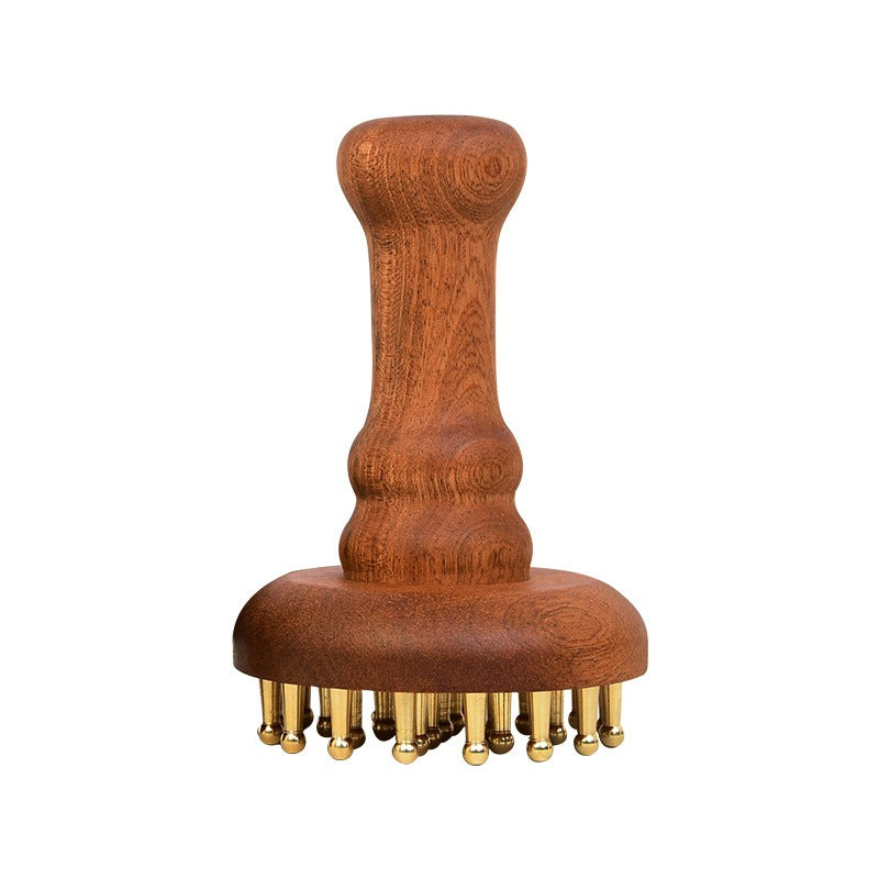 Wooden & Brass Massage Brush-Meridian Therapy Uncoated Material Full Body Relaxation