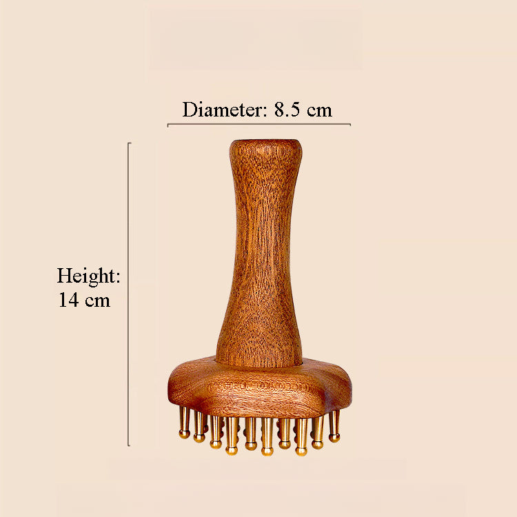 Wooden & Brass Massage Brush-Meridian Therapy Uncoated Material Full Body Relaxation