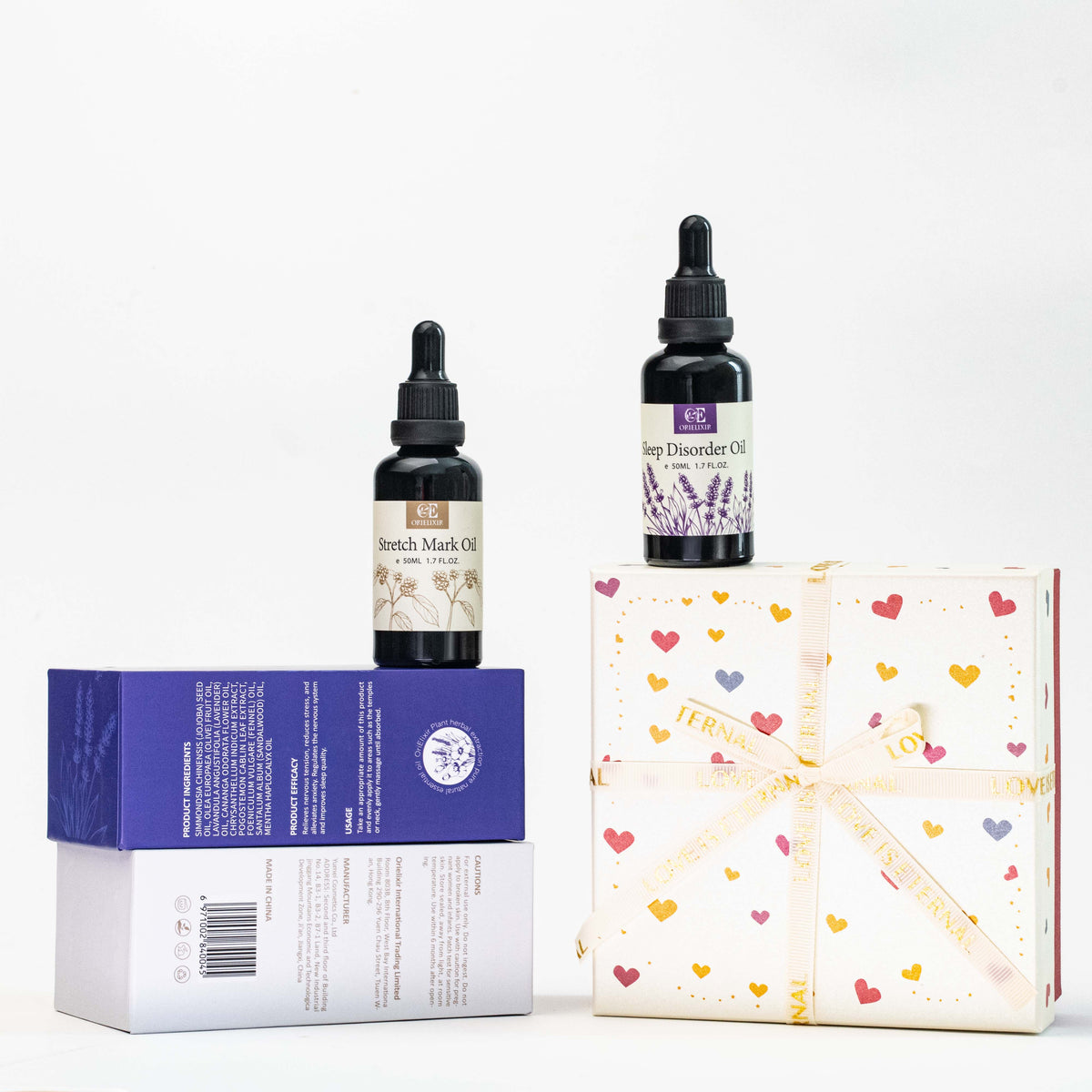 Orielixir Wellbeing Essential Oil Blends Gift Set Box, Sleep Essential Oil & stretch mark Oil, Natural Massage Oil Best Gift