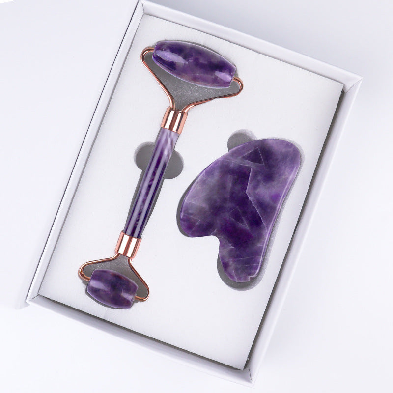 Natural Stone Massage Set – Amethyst & Aventurine|100% Natural Materials | Facial & Body Massage