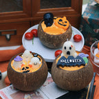 Halloween candles Coconut shells Ghost pumpkin design