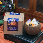 Halloween candles Coconut shells Ghost pumpkin design