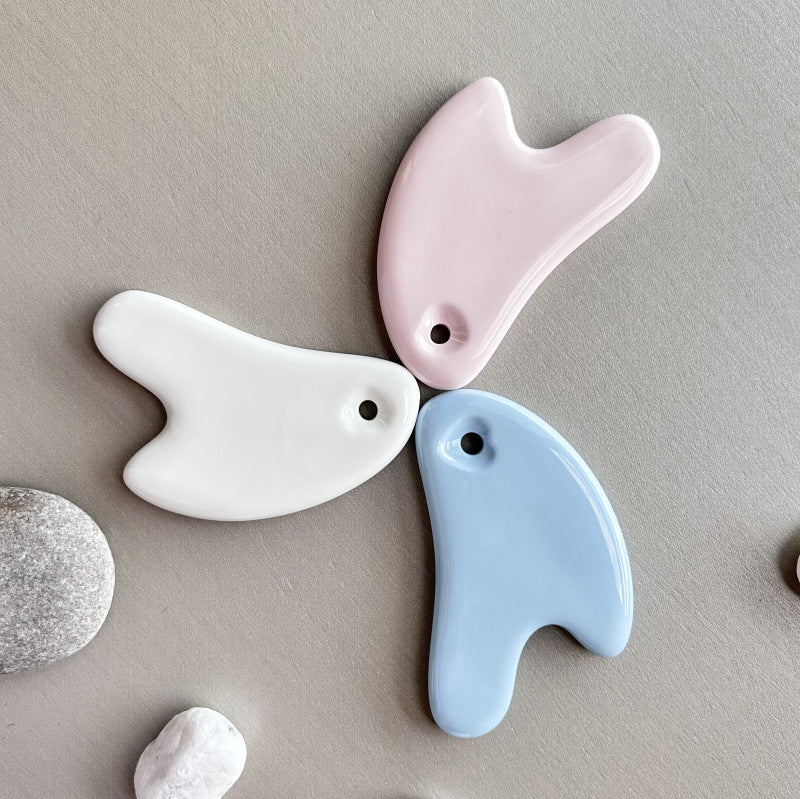 Ceramic Gua Sha Tool - Face & Body Sculpting Massager|100% Clay Repeatedly Fired