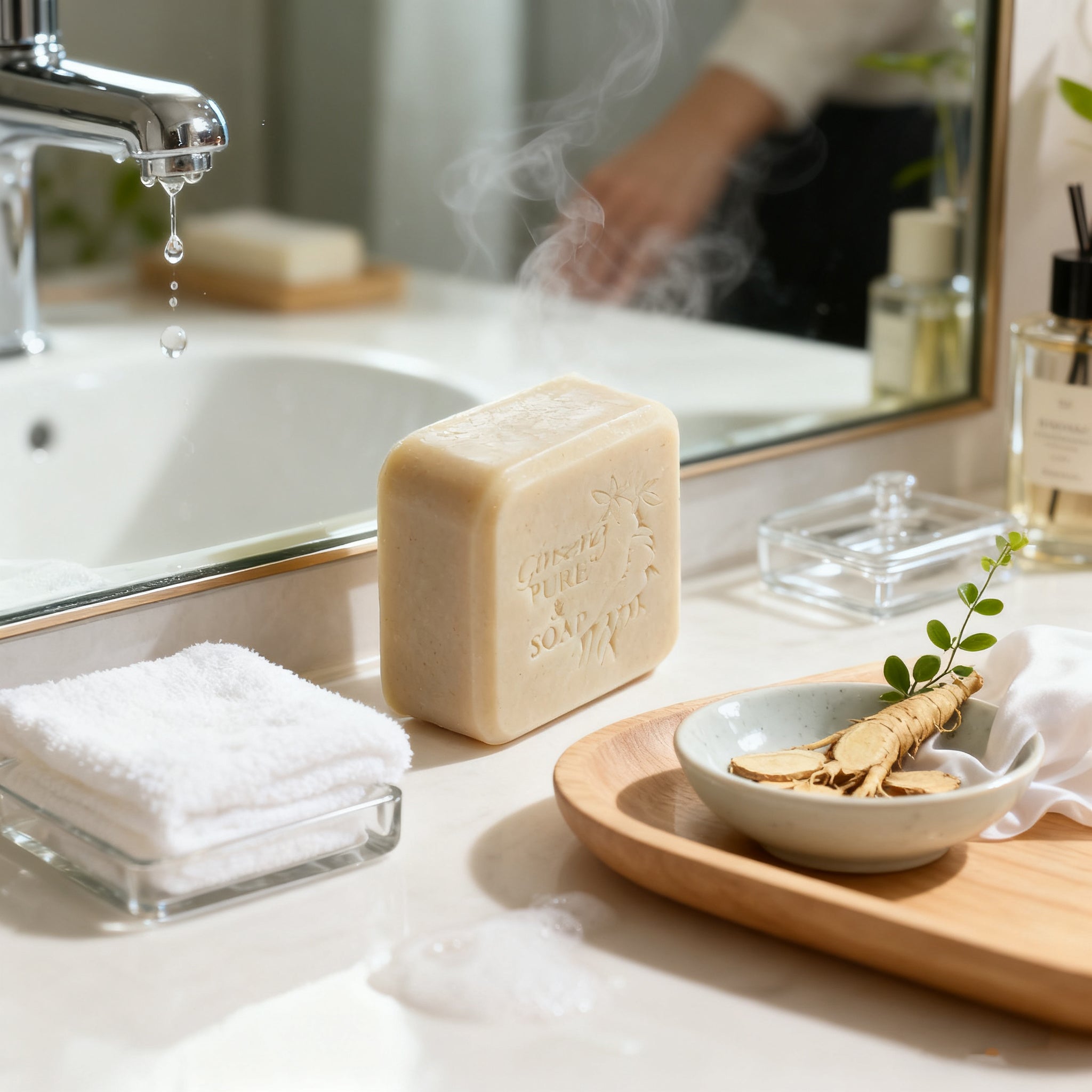 Silk & Ginseng Nourishing Soap, handmade, ginseng extract and silk protein, helping to refine the skin's texture 2oz