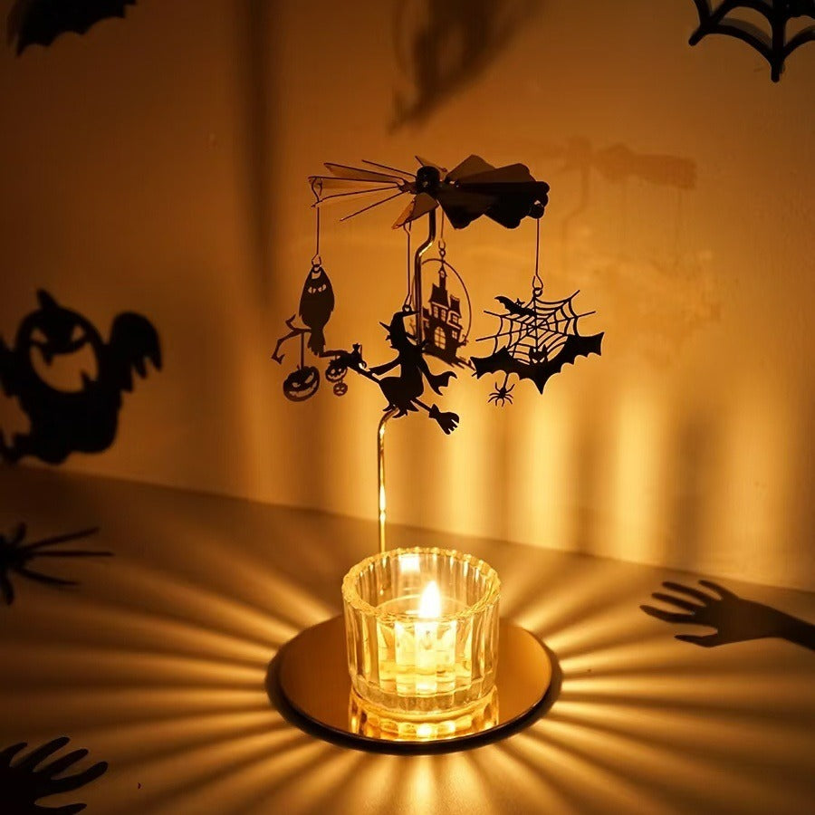 Halloween-limited Spinning Candleholder Stainless Steel Material Aromatherapy Candle Holder Candlestick for Home Decor