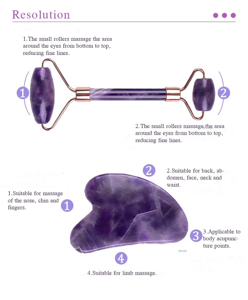 Natural Stone Massage Set – Amethyst & Aventurine|100% Natural Materials | Facial & Body Massage