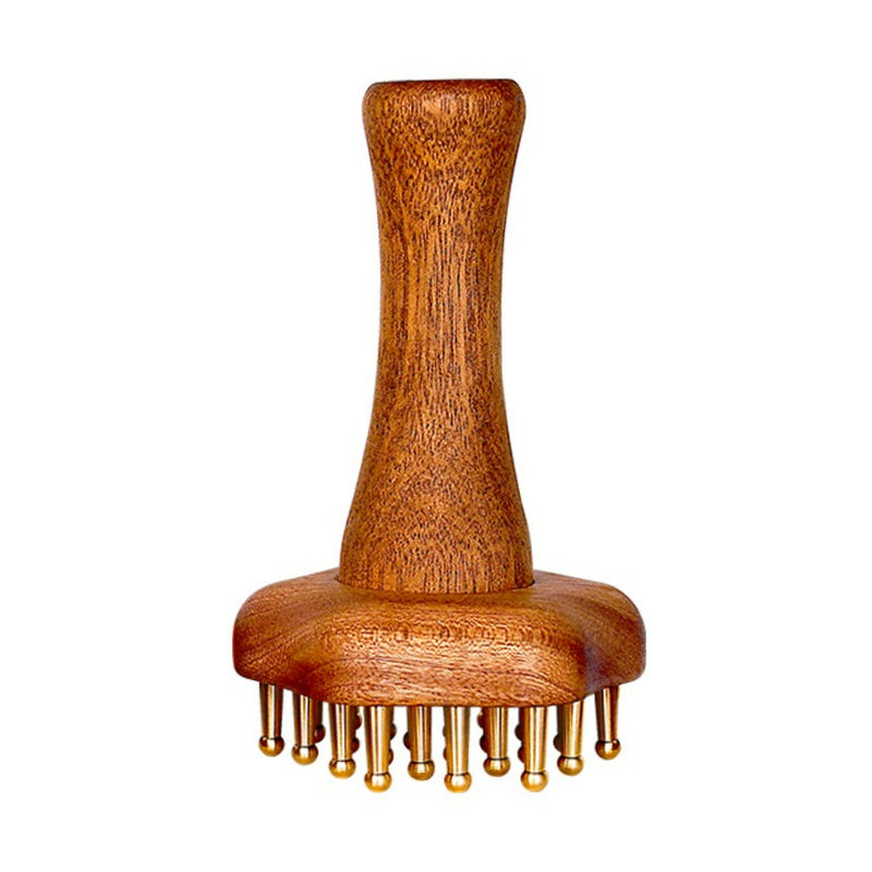 Wooden & Brass Massage Brush-Meridian Therapy Uncoated Material Full Body Relaxation